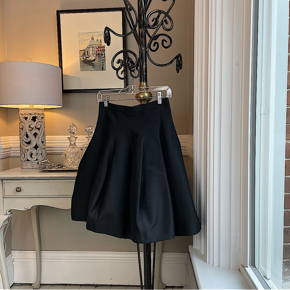 Halston Heritage Skirt Womens 4 Black Tulip Balloon Cotton Silk Couture Style